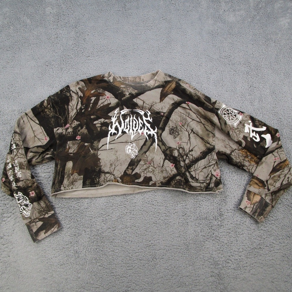 Darc Sport Wolves Camo Cropped Long Sleeve Top SHE Limited Edition Small